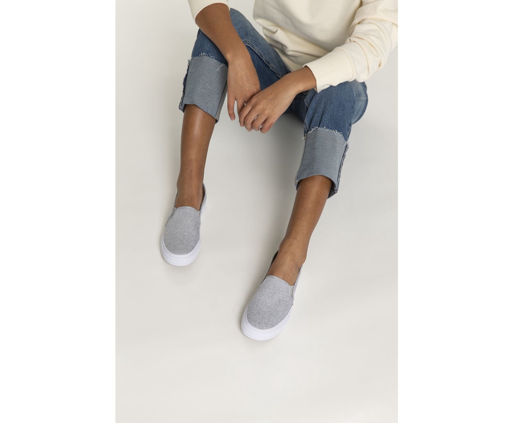 Keds Slip Ons Grey - Double Decker Heathered Woven - Womens HPBZEV-073